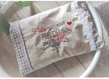 Stickdatei - ITH Kissen "Liebe muss nicht perfekt sein, sondern echt"